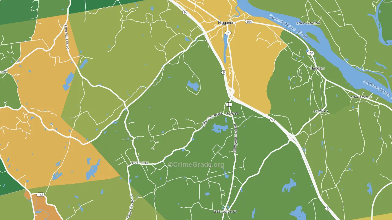 Higganum, CT Map of Vandalism Rates