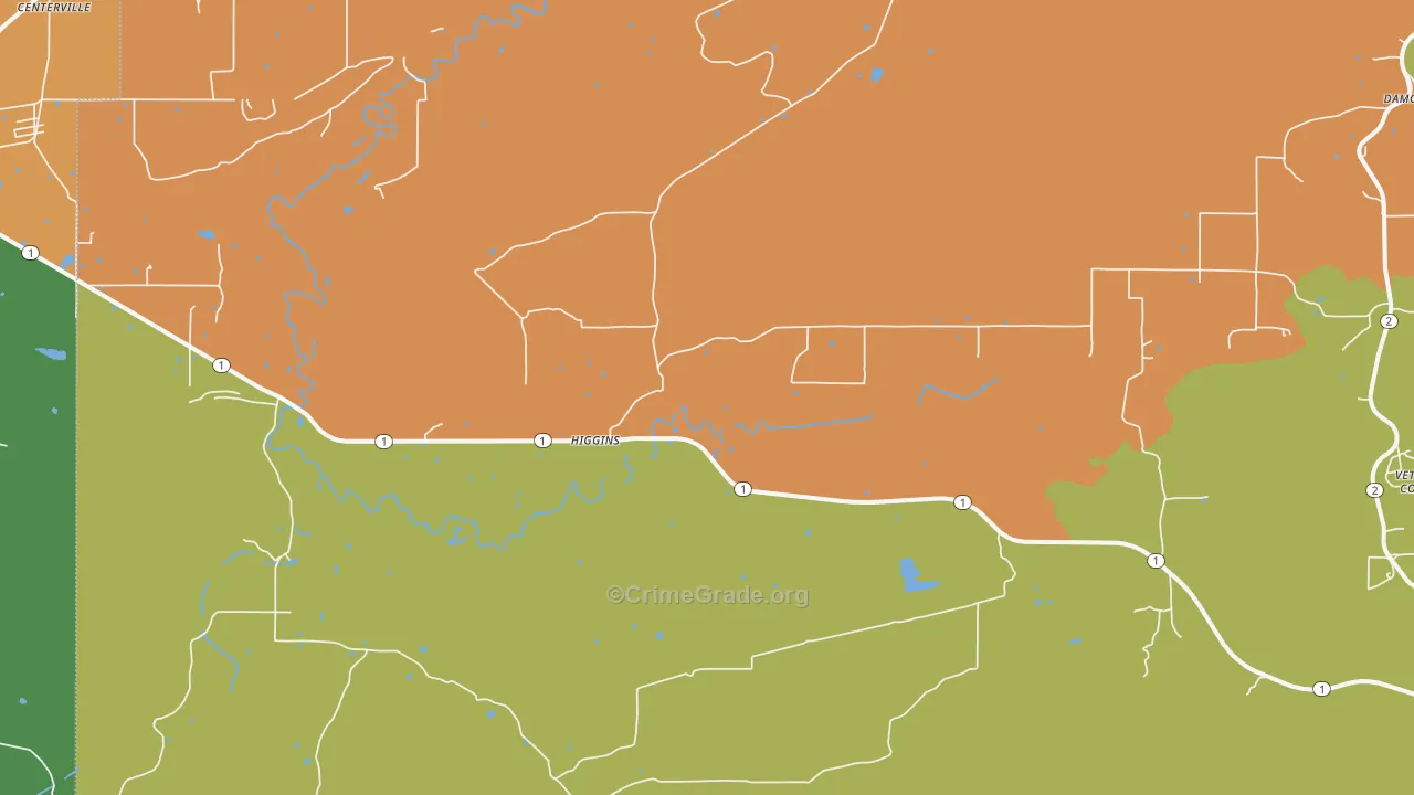 Higgins, OK Map of Vandalism Rates