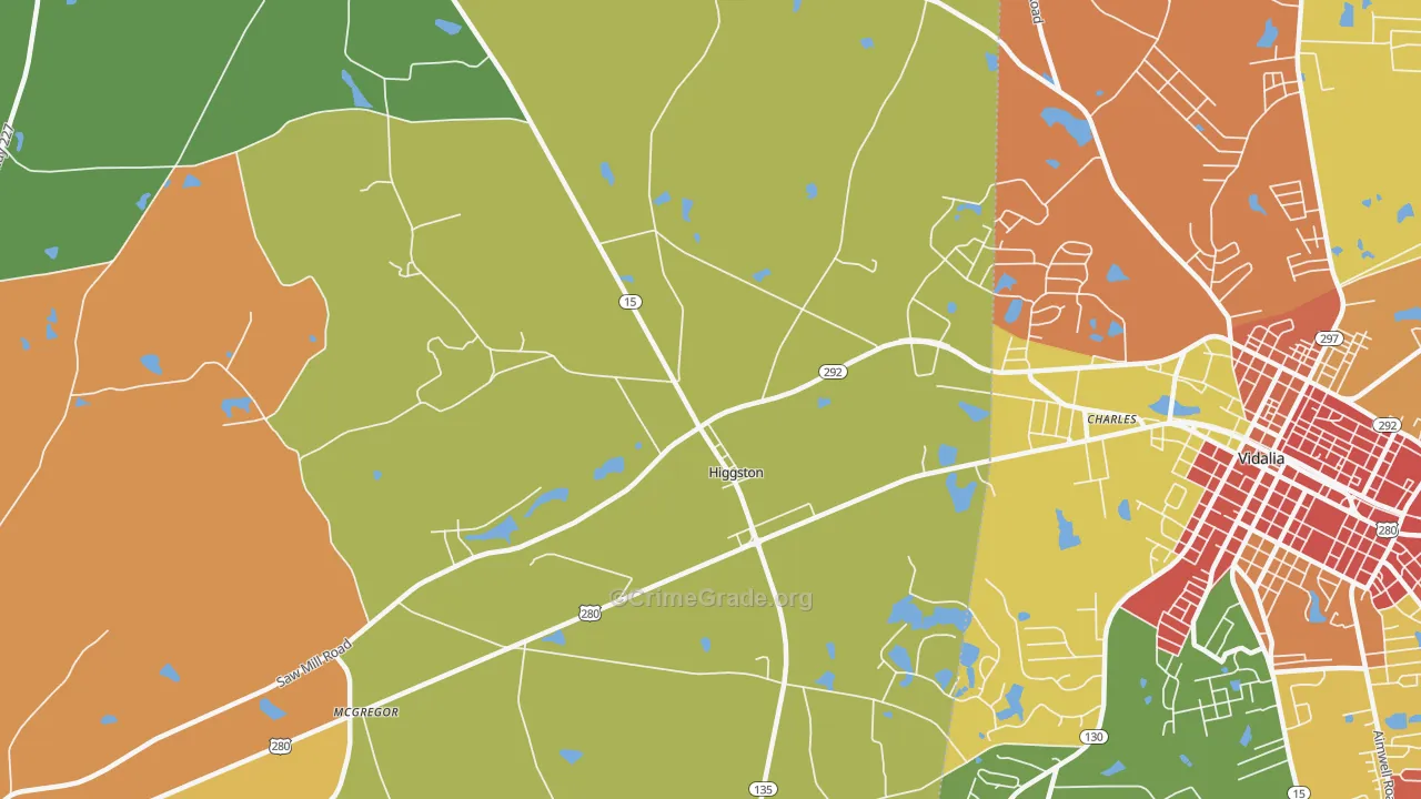 Higgston, GA Map of Vandalism Rates