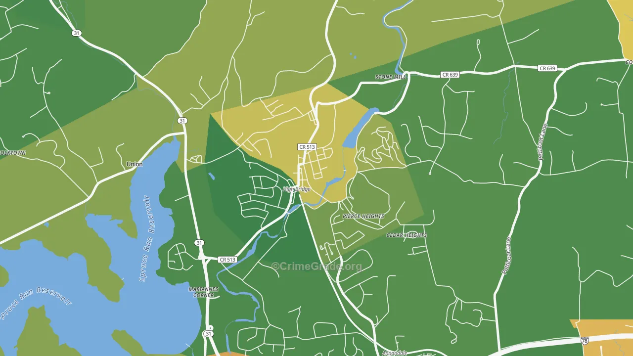 High Bridge, NJ Map of Vandalism Rates