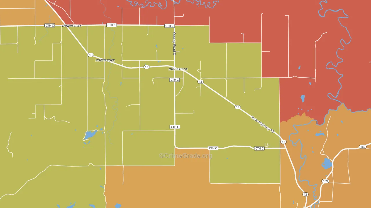 High Bridge, WI Map of Vandalism Rates