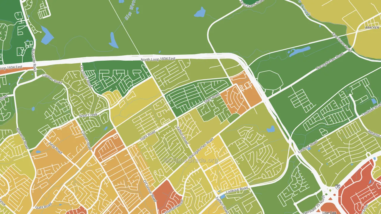 High Country, San Antonio, TX Map of Vandalism Rates