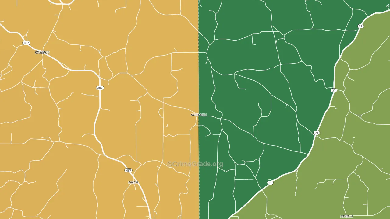 High Hill, MS Map of Vandalism Rates