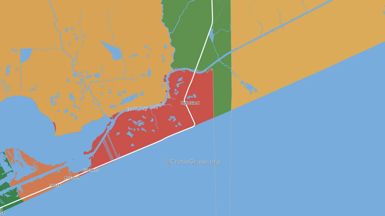 High Island, TX Map of Vandalism Rates