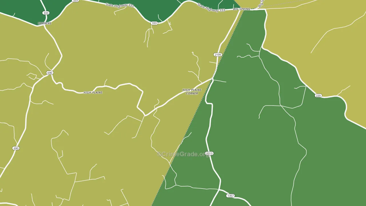 High Plains, KY Map of Vandalism Rates