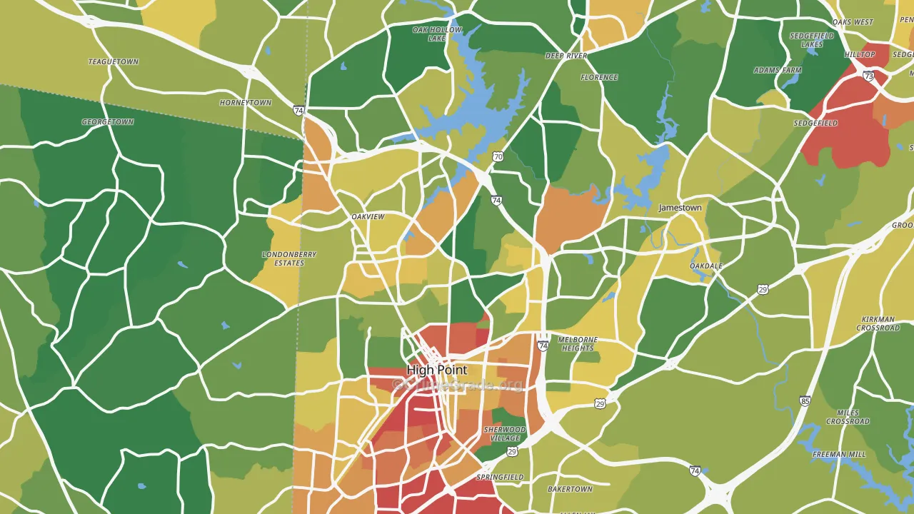 High Point, NC Map of Vandalism Rates