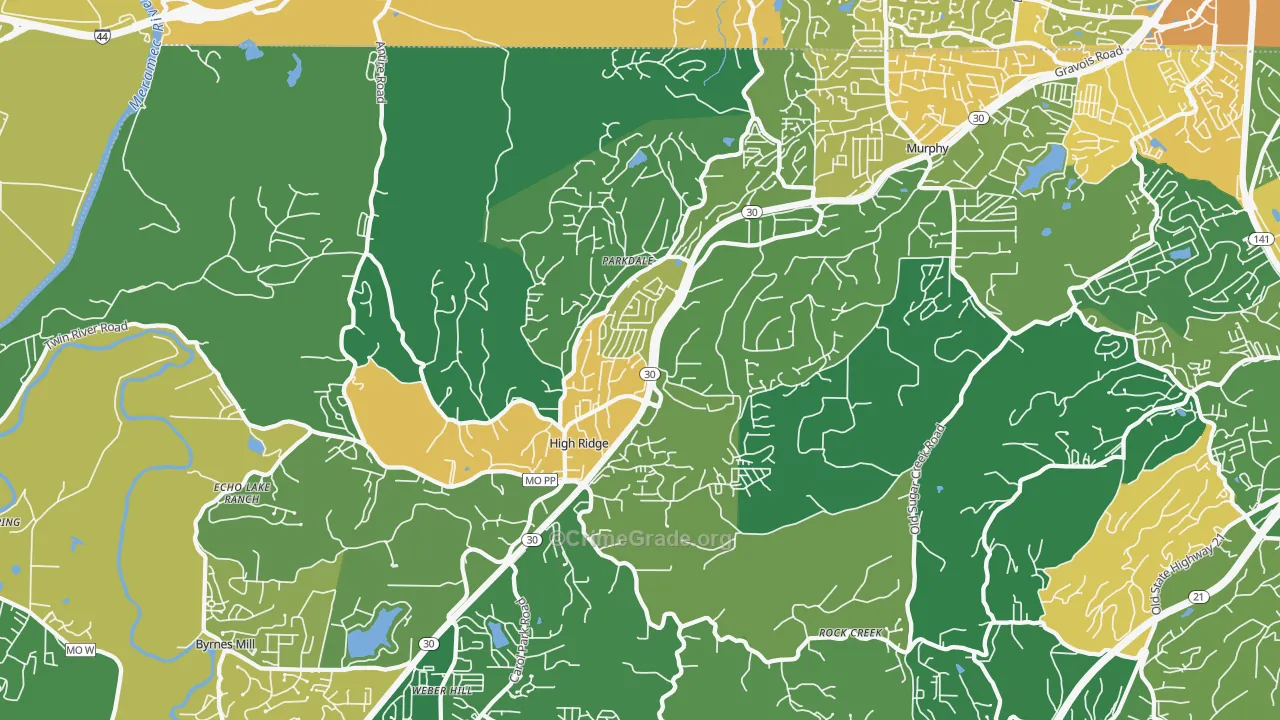 High Ridge, MO Map of Vandalism Rates