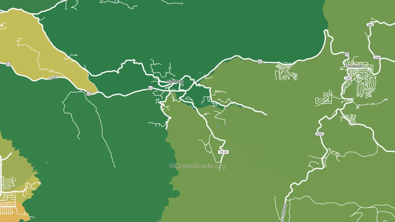 High Rolls Mountain Park, NM Map of Vandalism Rates