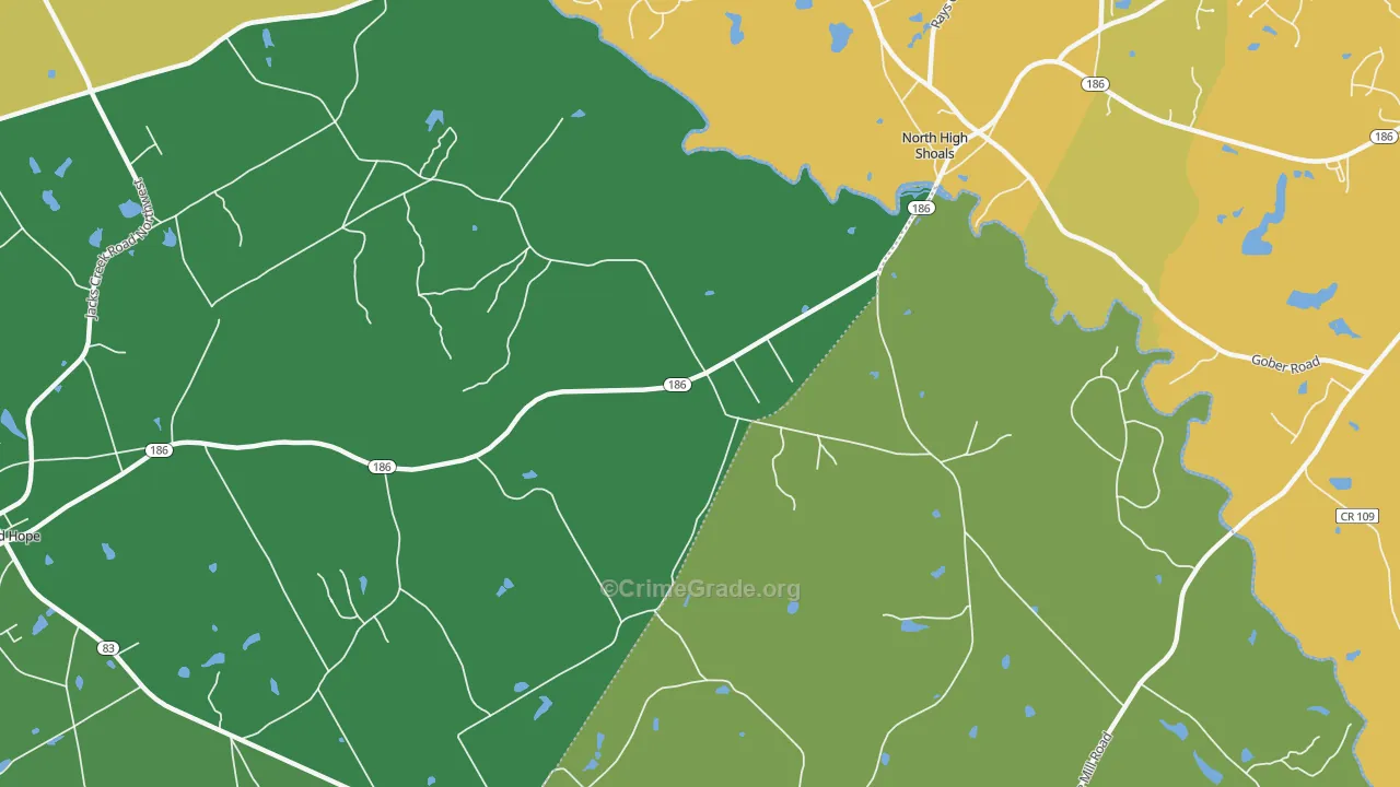 High Shoals, GA Map of Vandalism Rates