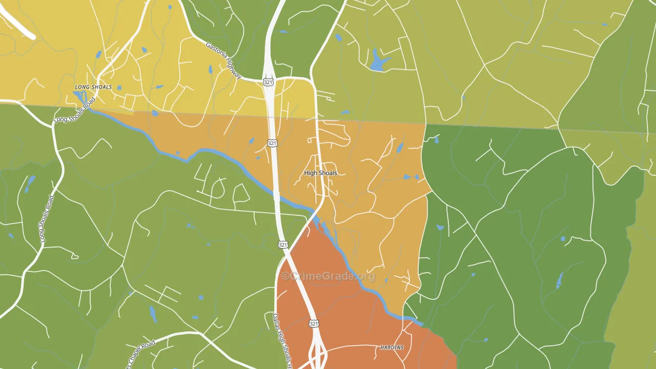 High Shoals, NC Map of Vandalism Rates