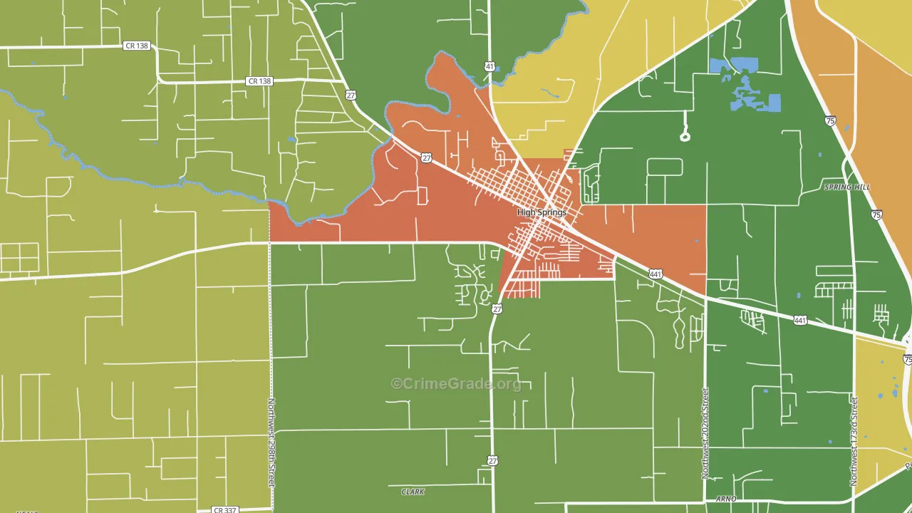 High Springs, FL Map of Vandalism Rates
