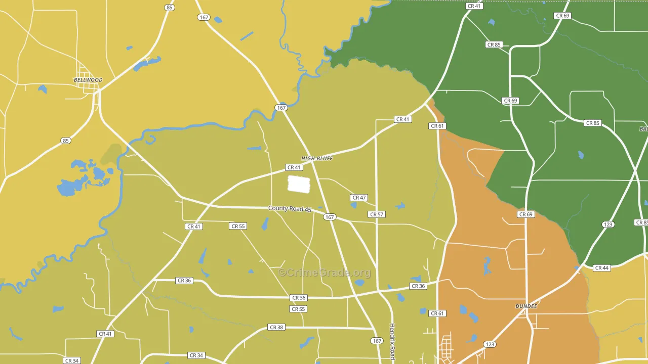 Highbluff, AL Map of Vandalism Rates