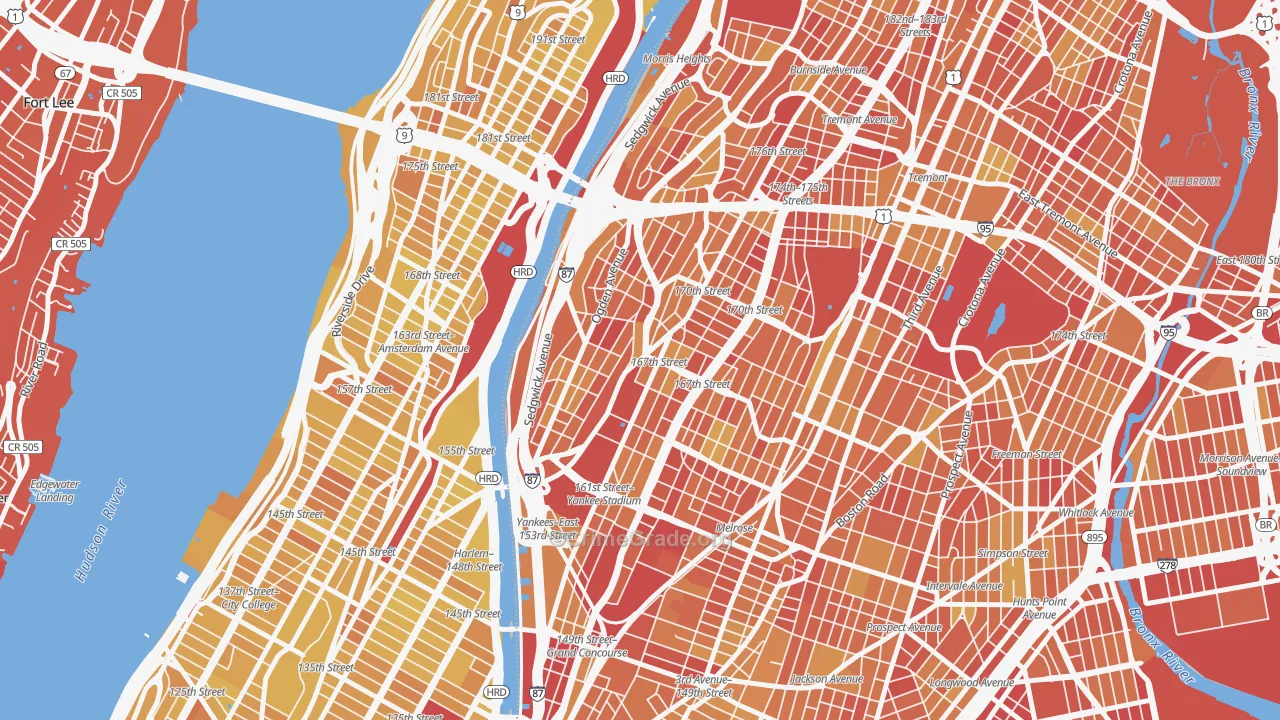 Highbridge, Bronx, NY Map of Vandalism Rates