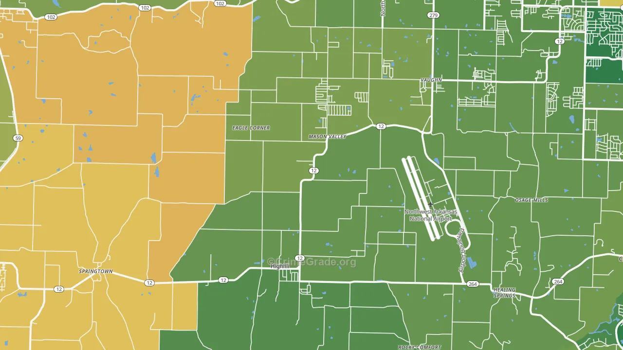 Highfill, AR Map of Vandalism Rates