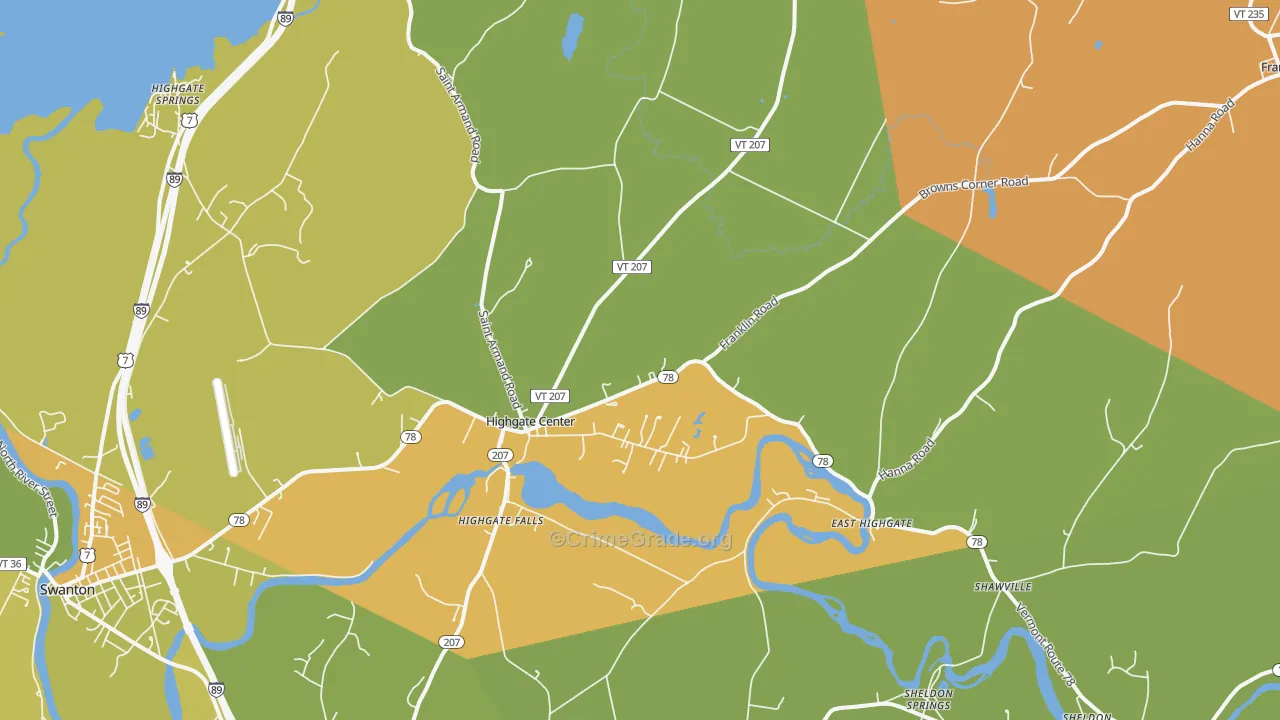 Highgate Center, VT Map of Vandalism Rates