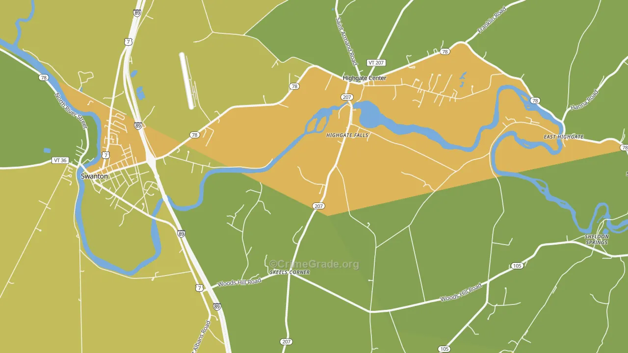 Highgate Falls, VT Map of Vandalism Rates