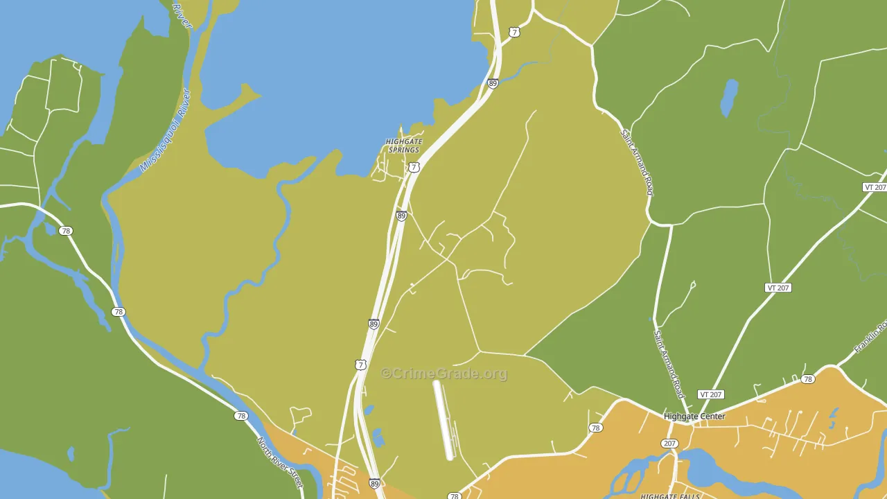 Highgate Springs, VT Map of Vandalism Rates