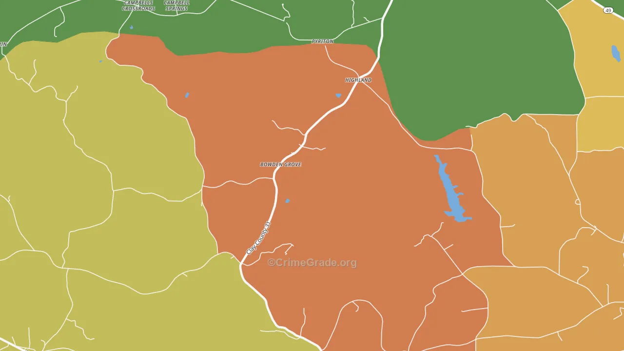 Highland, AL Map of Vandalism Rates