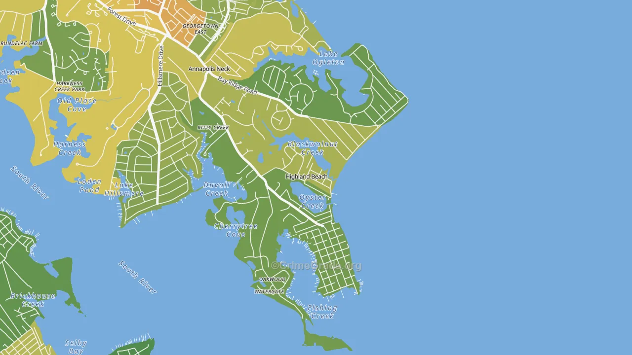 Highland Beach, MD Map of Vandalism Rates