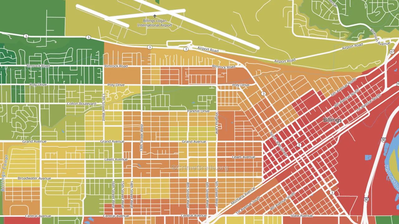 Highland, Billings, MT Map of Vandalism Rates