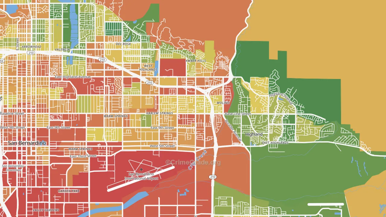 Highland, CA Map of Vandalism Rates