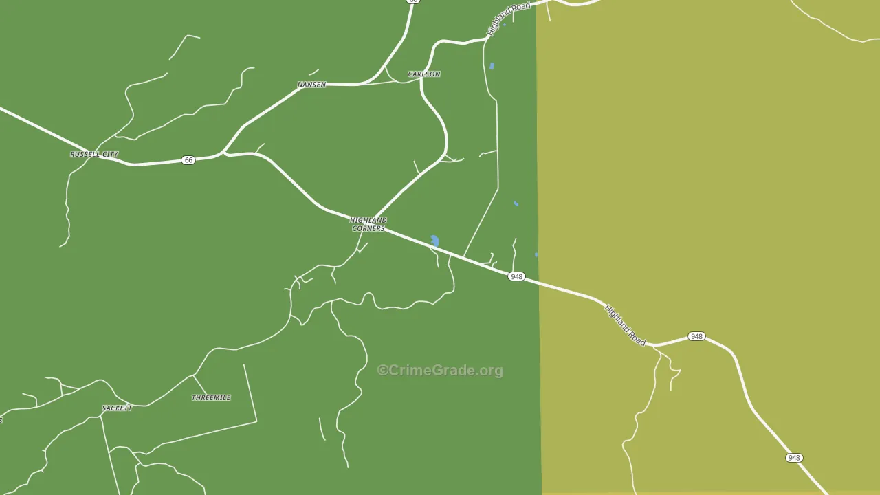 Highland Corners, PA Map of Vandalism Rates