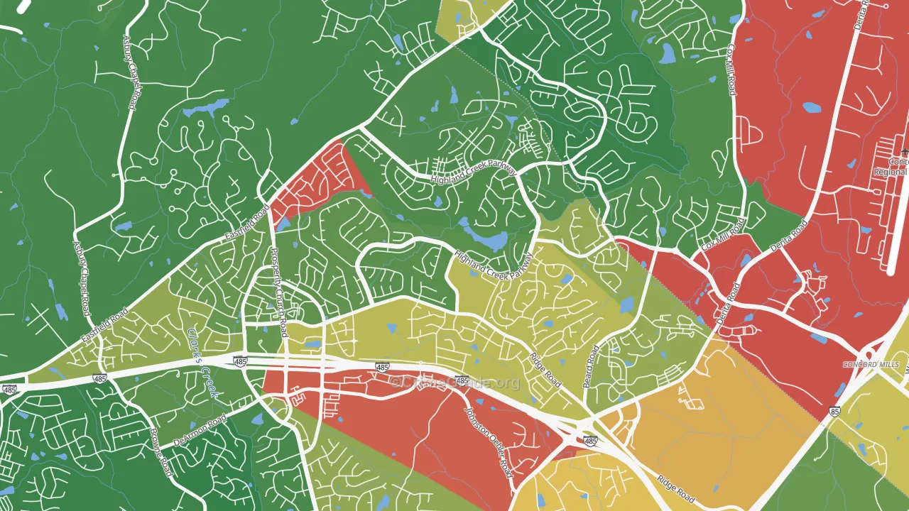 Highland Creek, Charlotte, NC Map of Vandalism Rates