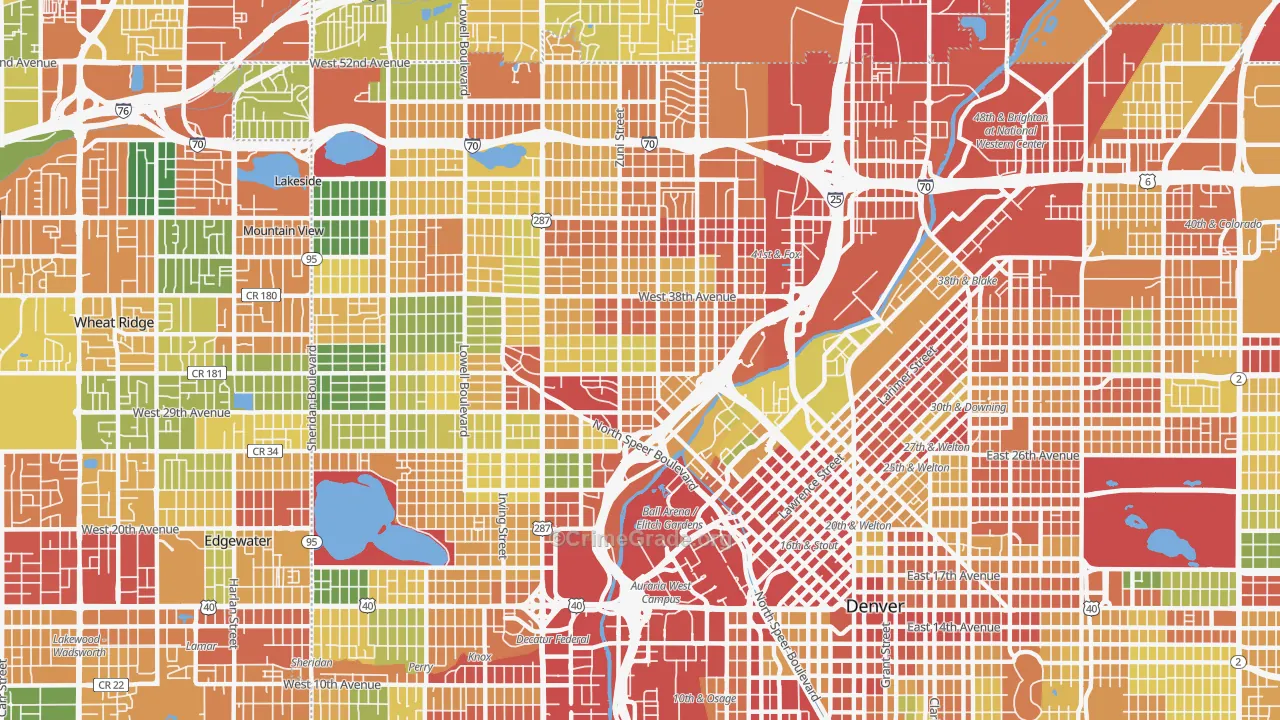 Highland, Denver, CO Map of Vandalism Rates