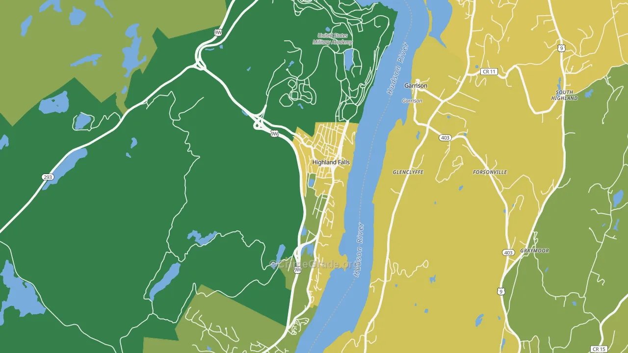 Highland Falls, NY Map of Vandalism Rates