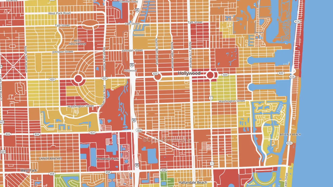 Highland Garden, Hollywood, FL Map of Vandalism Rates