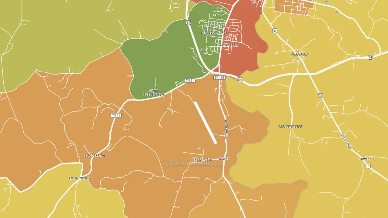 Highland Heights, TN Map of Vandalism Rates