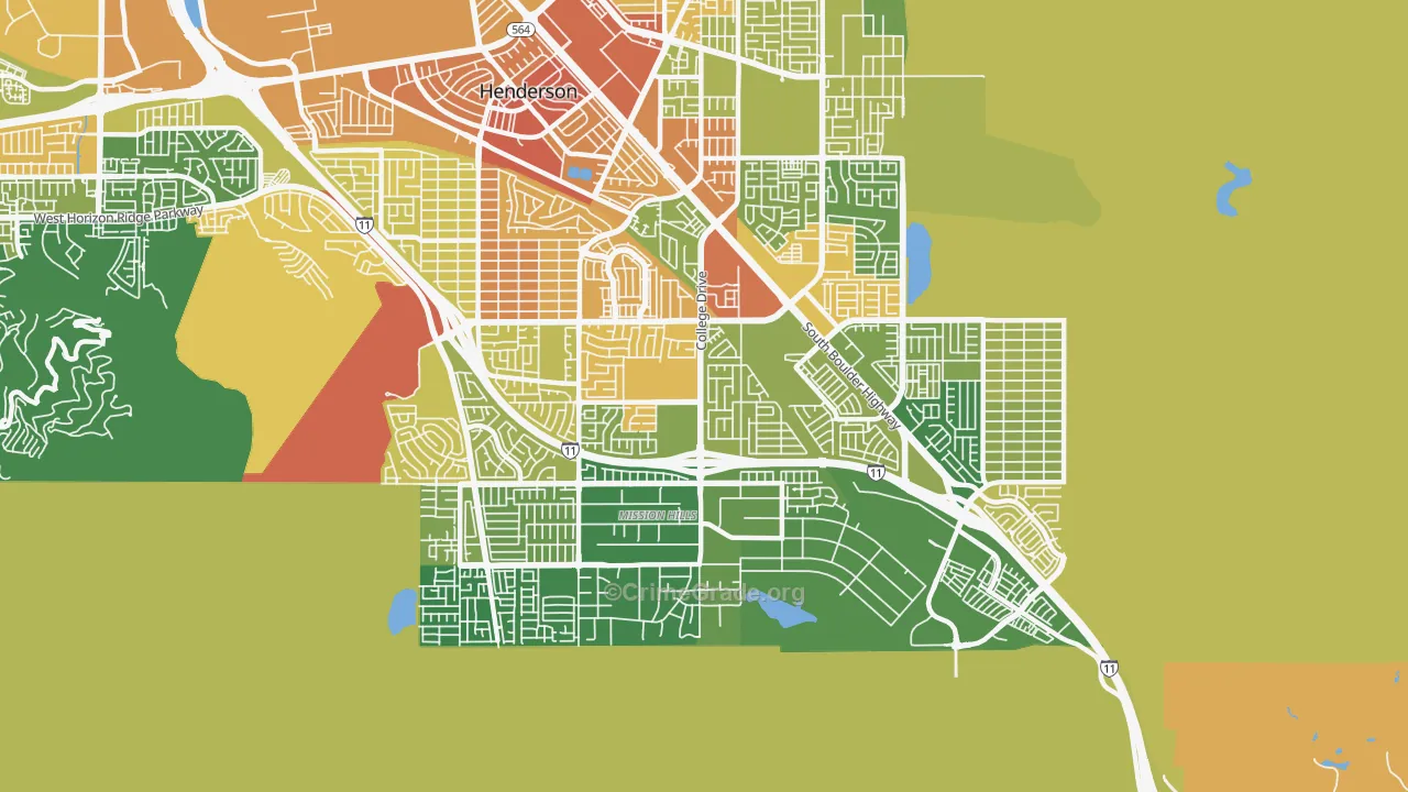 Highland Hills, Henderson, NV Map of Vandalism Rates