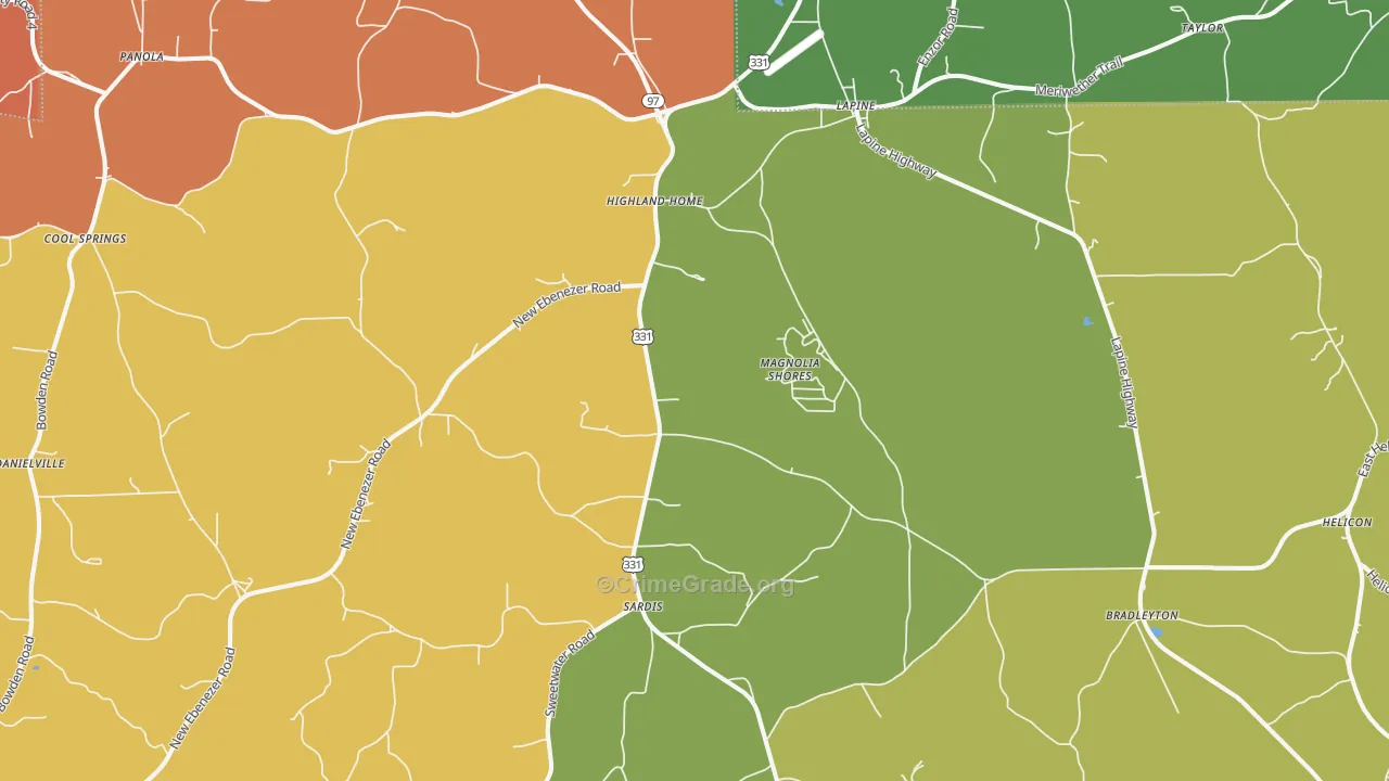 Highland Home, AL Map of Vandalism Rates