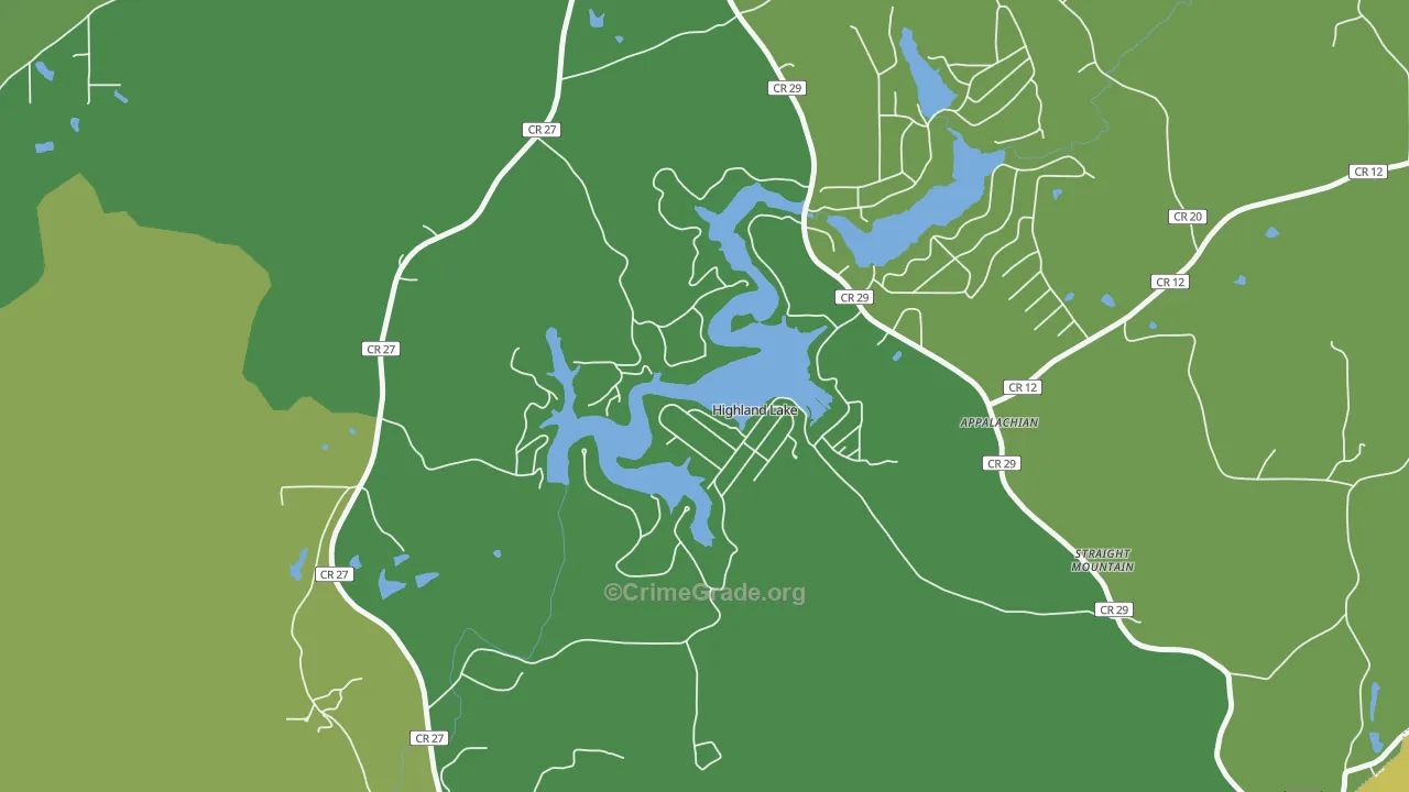 Highland Lake, AL Map of Vandalism Rates