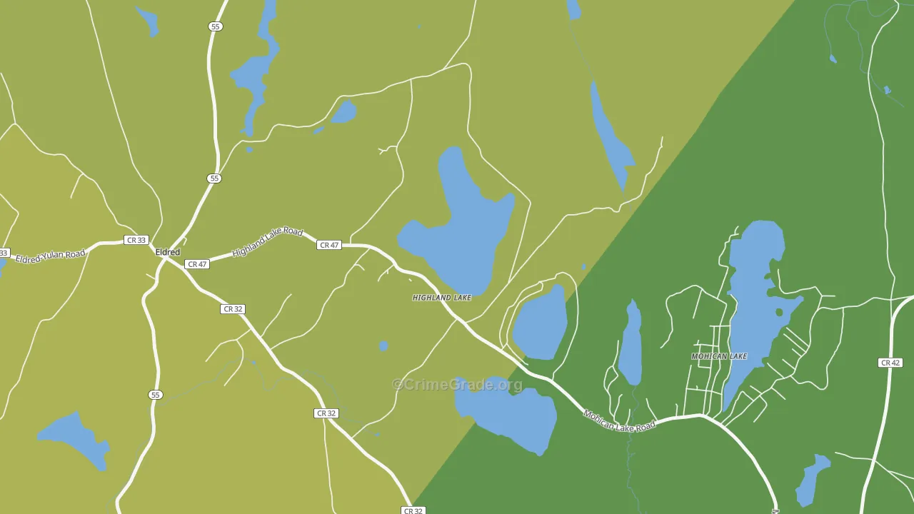 Highland Lake, NY Map of Vandalism Rates