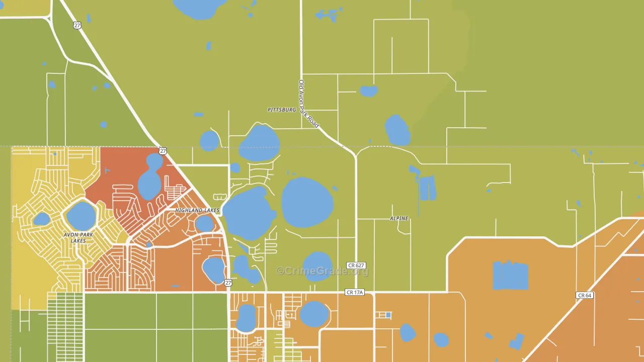 Highland Lakes, FL Map of Vandalism Rates