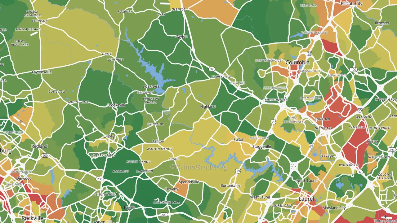 Highland, MD Map of Vandalism Rates