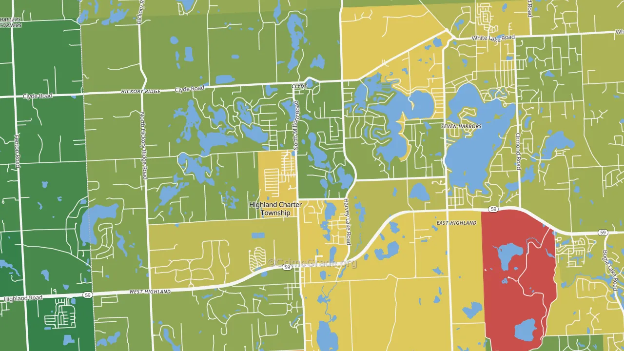 Highland, MI Map of Vandalism Rates