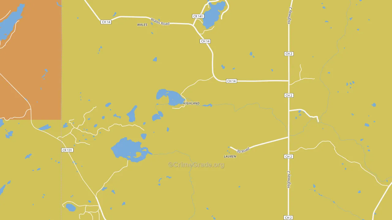Highland, MN Map of Vandalism Rates