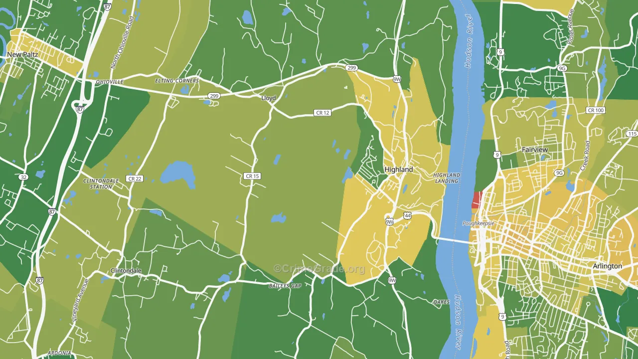 Highland, NY Map of Vandalism Rates