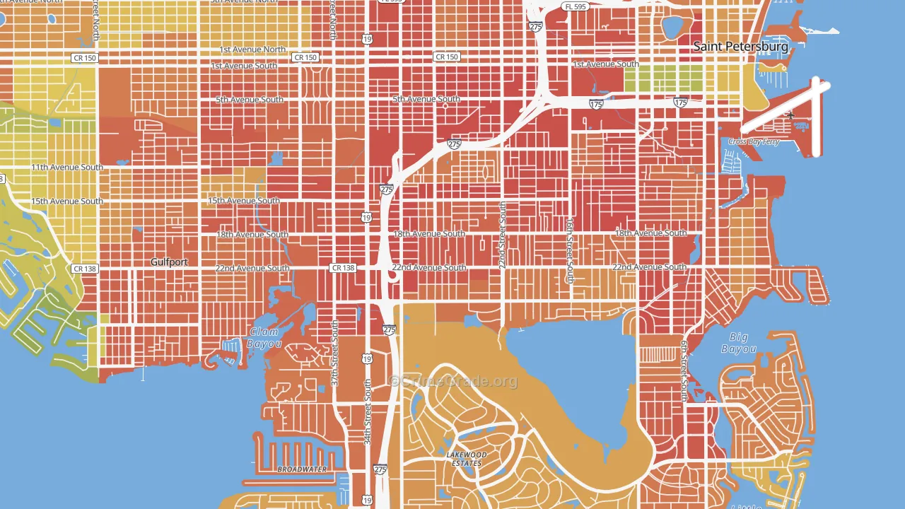 Highland Oaks, St. Petersburg, FL Map of Vandalism Rates