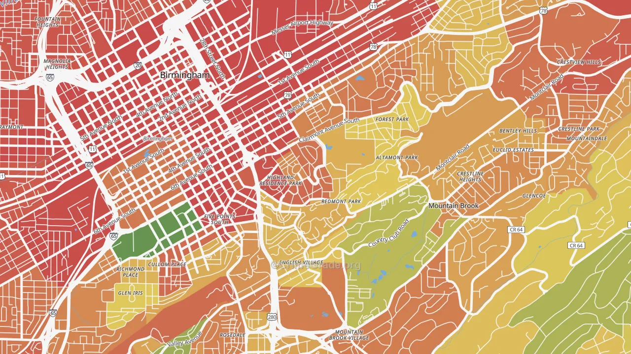 Highland Park, Birmingham, AL Map of Vandalism Rates