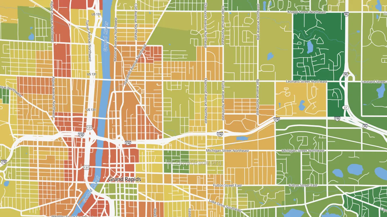 Highland Park, Grand Rapids, MI Map of Vandalism Rates