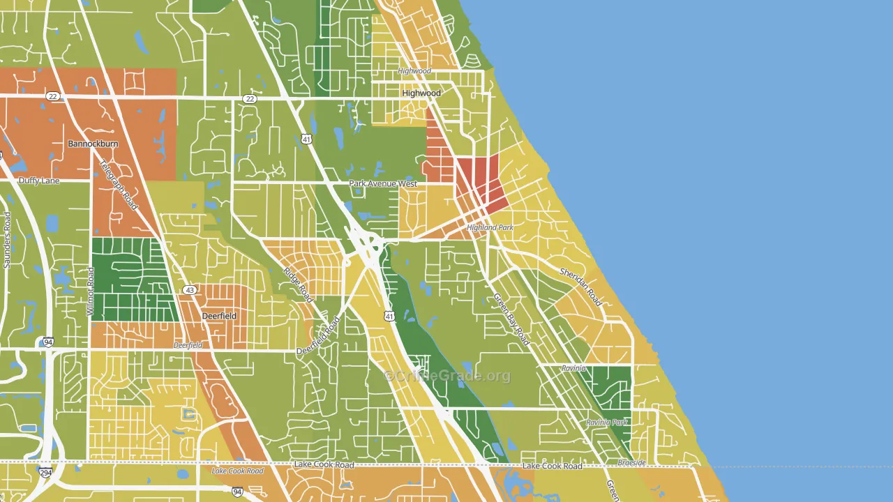 Highland Park, IL Map of Vandalism Rates