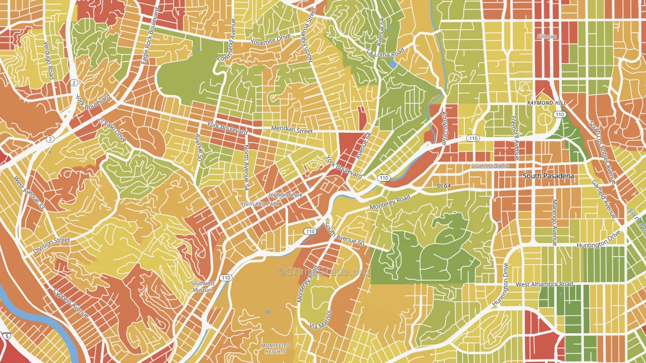 Highland Park, Los Angeles, CA Map of Vandalism Rates
