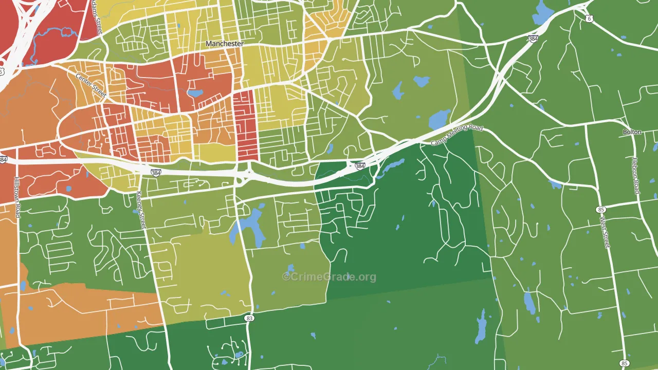 Highland Park, Manchester, CT Map of Vandalism Rates