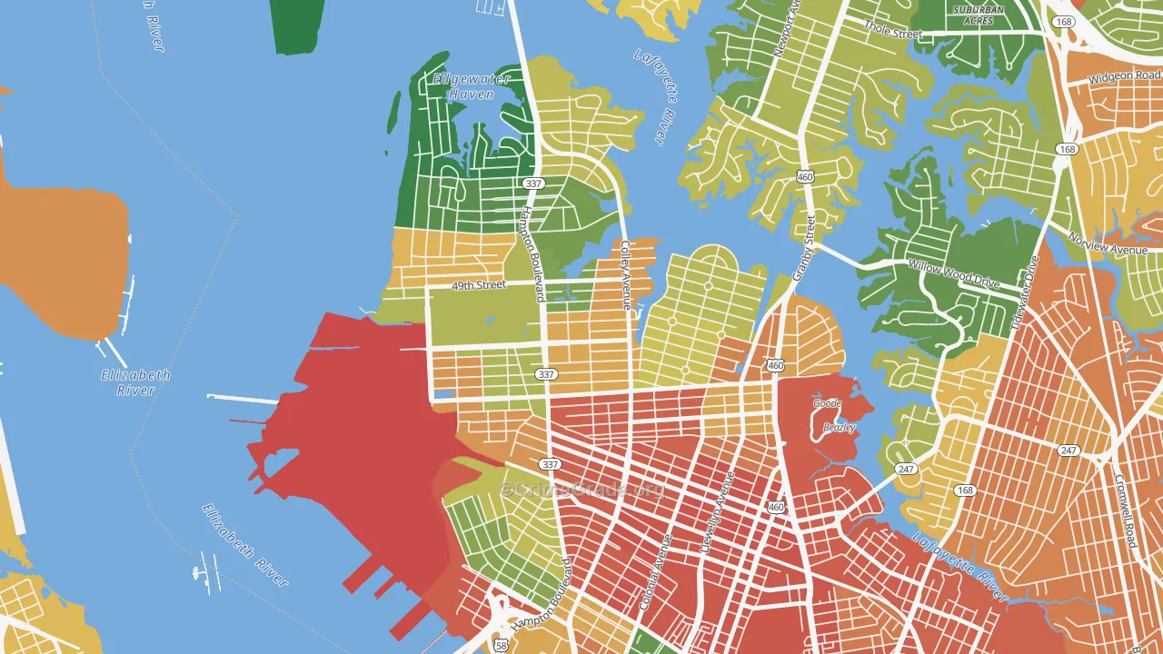 Highland Park, Norfolk, VA Map of Vandalism Rates
