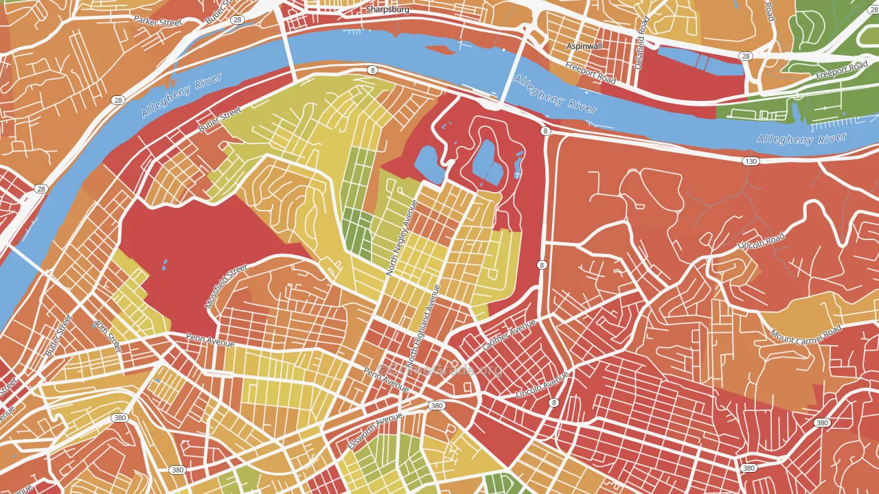 Highland Park, Pittsburgh, PA Map of Vandalism Rates