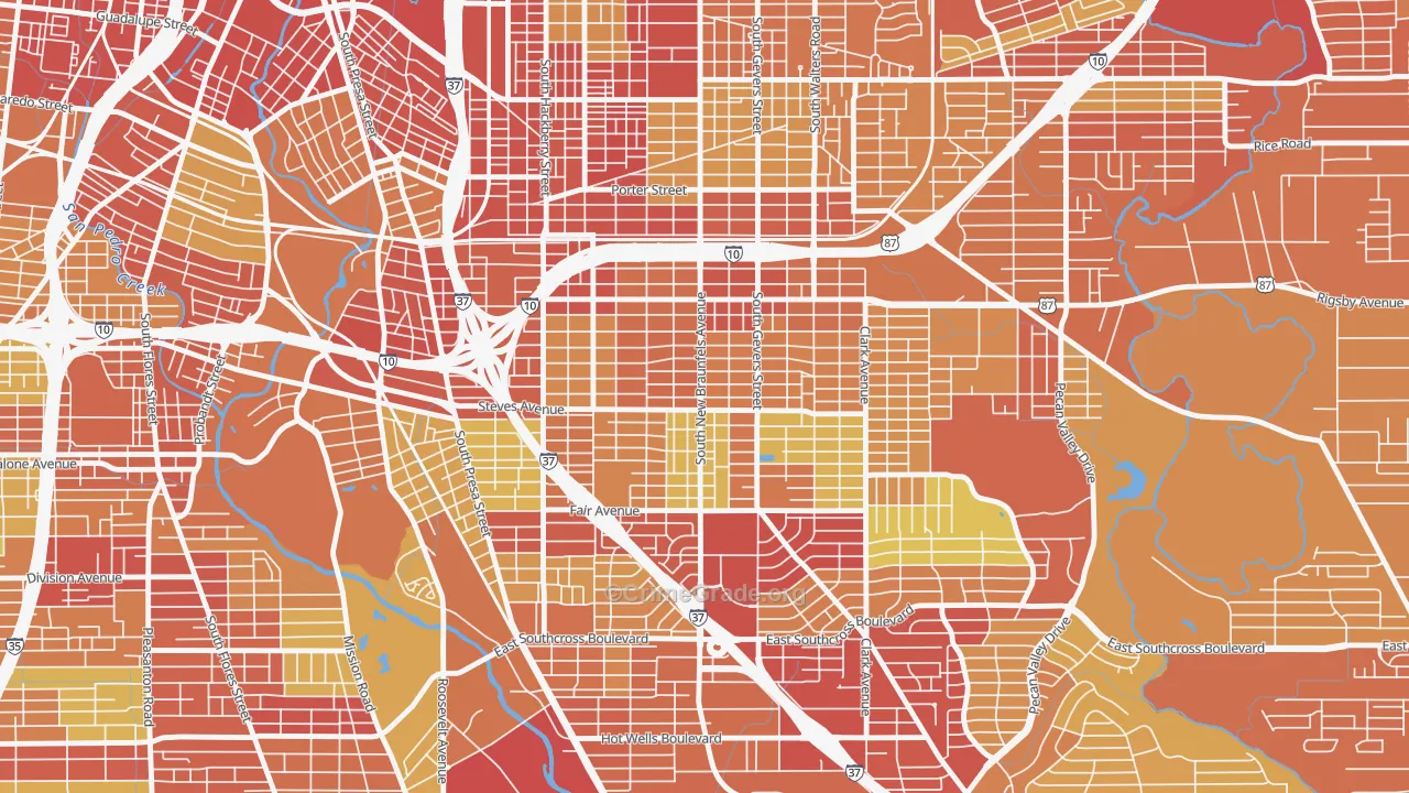 Highland Park, San Antonio, TX Map of Vandalism Rates