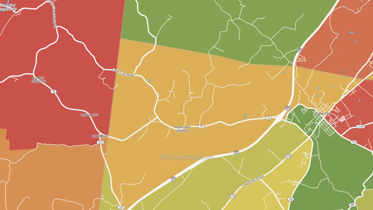 Highland Spring, KY Map of Vandalism Rates
